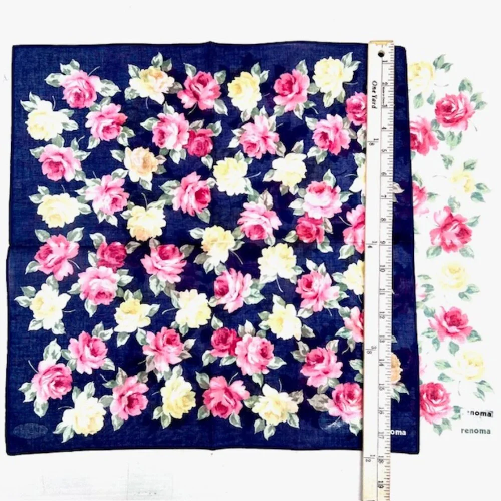 New in Box 2 RENOMA PARIS Mouchairw   Cotton Scarf Pocket Square 18